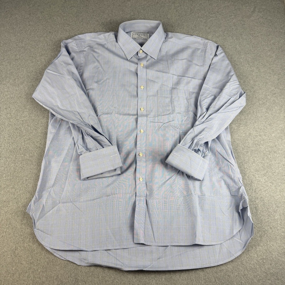 Charles Tyrwhitt Classic Fit Blue Yellow Check Dress Shirt 17/35 Cotton